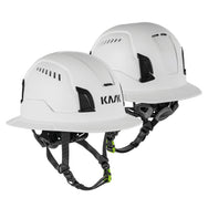 Two KASK Zenith X2 Air Full Brim safety helmets in white, front and side view with ventilation openings - imagen 2