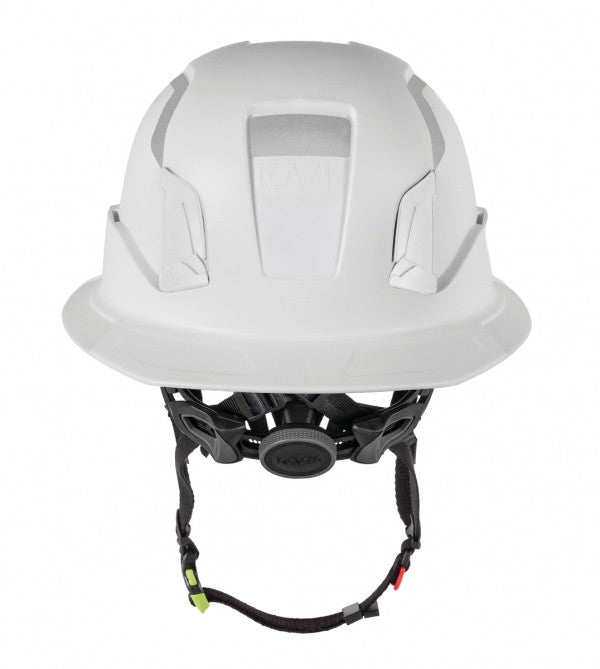 KASK Zenith X2 FR Full Brim Hi Viz safety helmet in white, rear view with dial adjustment - imagen 6