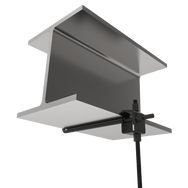 Adaptive Technologies Group BC-2824-12 off-set beam clamp fitted under a steel I-beam flange with threaded rod