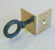 Adaptive Technologies Group black eyebolt fitted through a zinc-plated angle bracket