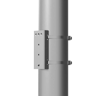 Adaptive Technologies Group PM-MOUNT stainless pole adapter fixed to a round pole with band clamps