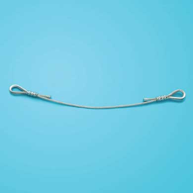 Adaptive Technologies Group SC-188 stainless safety cable with looped ends on a blue background