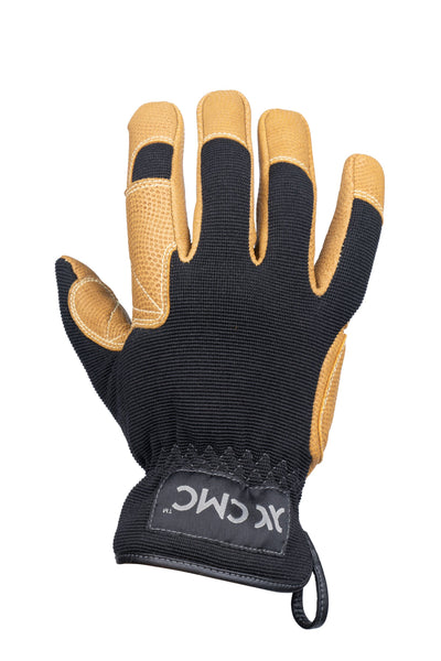 CMC Rappel GT Glove, guante de rappel de cuero con palma reforzada, detalle en primer plano
