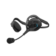 Sena EXPAND Mesh headset isolated on white background, showing left-side controls and flexible boom microphone