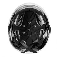 Black and silver helmet on a white background