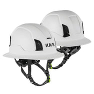 KASK Zenith X2 Full Brim safety helmet in white, front and side view of two helmets - imagen 2
