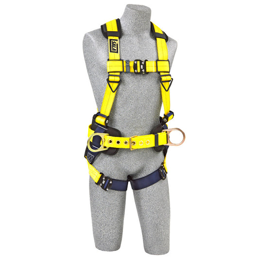 3M™ DBI-SALA® Delta™ Construction Style Positioning Harness (Quick Connect) - Front View with Body Belt/Hip Pad with side D-rings and Quick Connect Buckle Leg Straps
