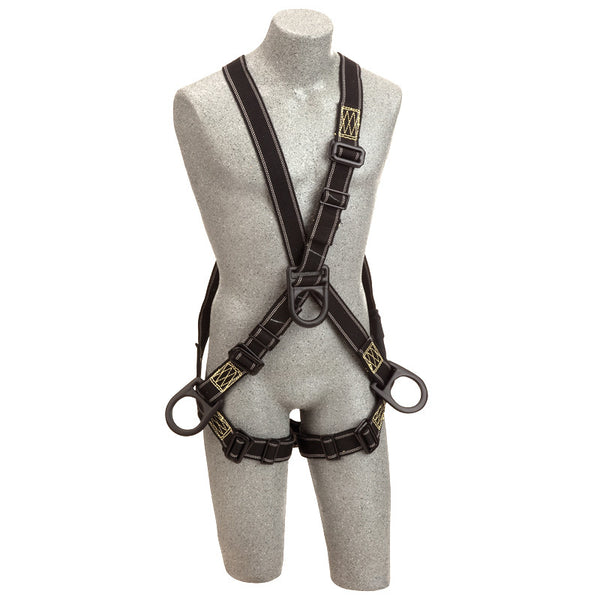 3M™ DBI-SALA® Delta™ Arc Flash Crossover-Style Positioning/Climbing Harness - Front View with PVC Coated Front and Side D-rings and PVC Coated Pass-Through Buckle Leg Straps