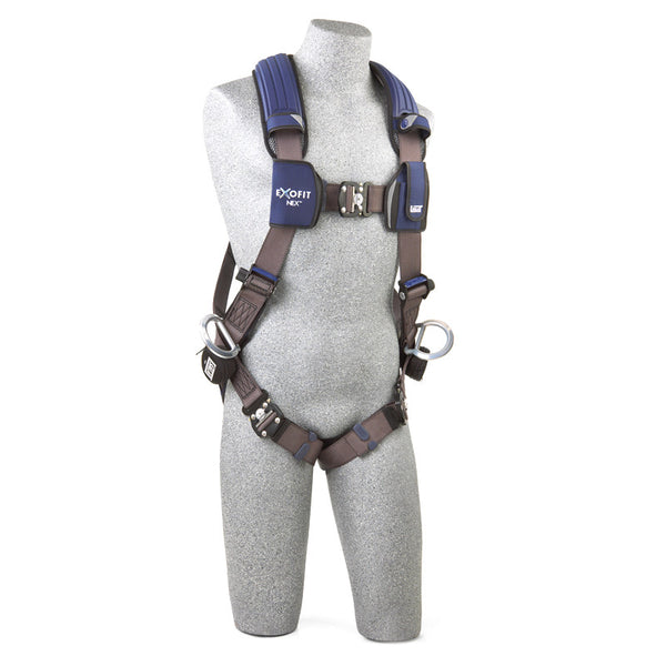 3M™ DBI-SALA® ExoFit NEX™ Vest-Style Positioning Harness  - Front View with Web-Locking Quick Connect Chest and Leg Straps and Lightweight Aluminum Side D-rings