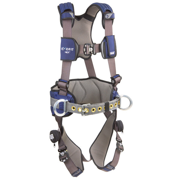 3M™ DBI-SALA® ExoFit NEX™ Construction Style Positioning Harness - Quick Connect Chest and Leg Straps and Body Belt/Hip Pad with Side D-rings (Front View not on Model)