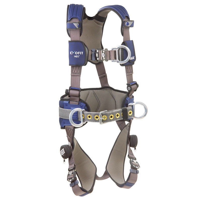 Arnés de escalada/posicionamiento estilo construcción DBI-SALA® ExoFit NEX™ de 3M™: correas para el pecho y las piernas de conexión rápida, anillo en D frontal y cinturón para el cuerpo/almohadilla para la cadera con anillos en D laterales (vista frontal no en el modelo) - imagen 3