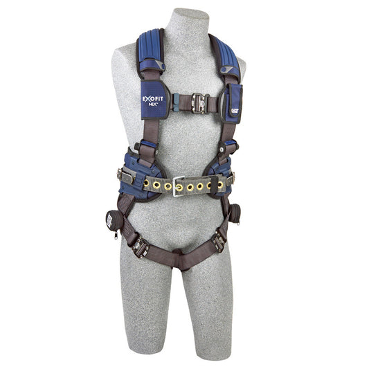 3M™ DBI-SALA® ExoFit NEX™ Mining Vest-Style Harness - Front View with Quick Connect Chest and Leg Straps and Miner's Body Belt/Hip Pad with Equipment Straps