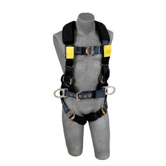 3M™ DBI-SALA® ExoFit™ XP Arc Flash Construction Harness with Dorsal/Rescue Web Loops - Front View with Front Web Rescue Loops, Body Belt/Hip Pad with Side D-rings and Quick Connect Chest and Leg Straps
