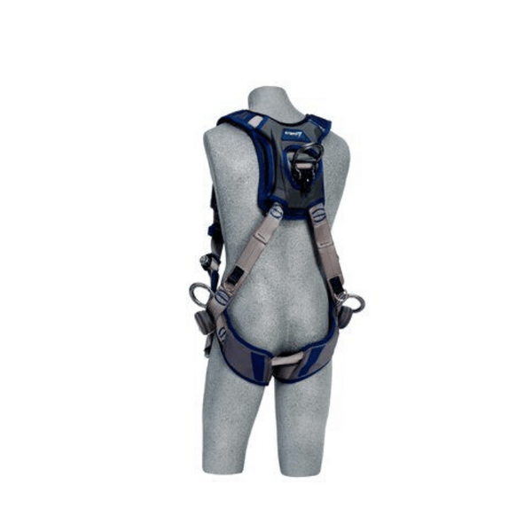 3M™ DBI-SALA® ExoFit™ STRATA™ Vest-Style Positioning/Climbing Harness (Tongue Buckle) - Rear View with Stand-up Lightweight Aluminum Dorsal D-ring