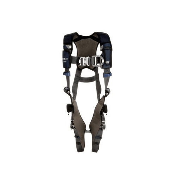 3M™ DBI-SALA® ExoFit NEX™ Plus Comfort Vest-Style Climbing Harness - Front View with Dual Lock Quick Connect Chest and Leg Connections, Aluminum Front D-ring and Revolving Vertical Torso Buckle