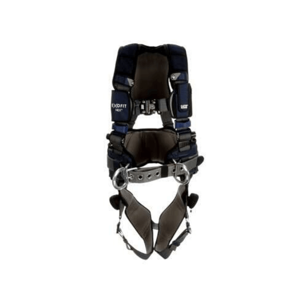 3M™ DBI-SALA® ExoFit NEX™ Plus Comfort Construction Style Positioning Harness - Front View with Quick Connect Chest and Leg Connections and Body Belt/Hip Pad with Side D-rings
