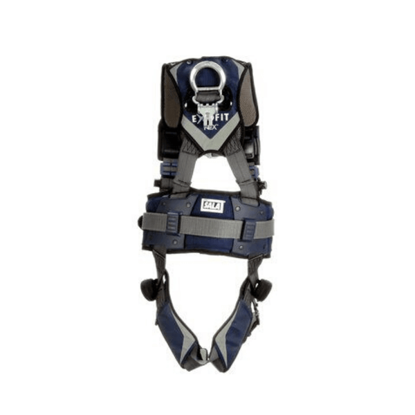 3M™ DBI-SALA® ExoFit NEX™ Plus Comfort Construction Style Positioning Harness - Rear View with Stand-up Aluminum Back D-ring and Fixed Dorsal D-ring
