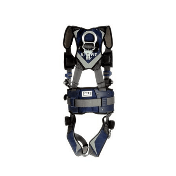 3M™ DBI-SALA® ExoFit NEX™ Plus Comfort Construction Style Positioning/Climbing Harness - Rear View with Stand-up Aluminum Back D-ring and Fixed Dorsal D-ring