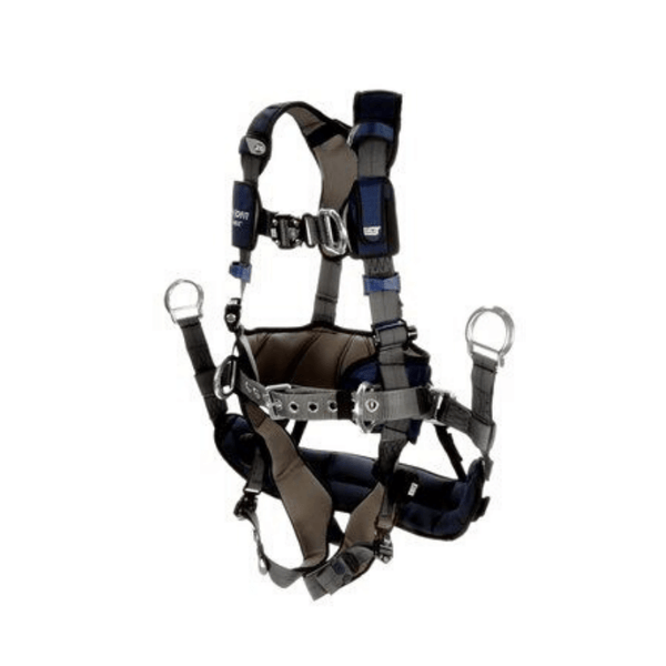 3M™ DBI-SALA® ExoFit NEX™ Plus Comfort-Style Tower Climbing Harness - Side View with Quick Connect Chest and Leg Connections, Front D-ring and Body Belt/Hip Pad with Side D-rings