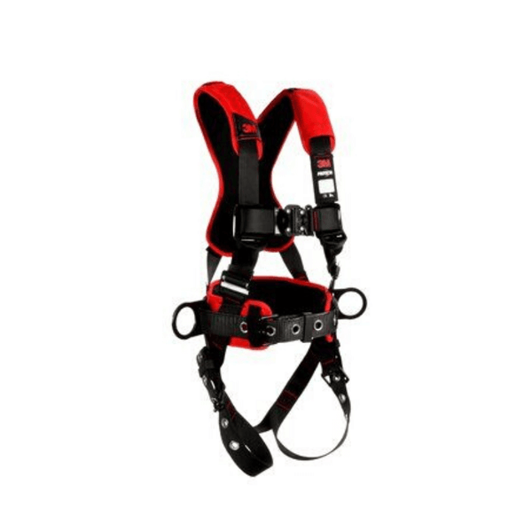 3M™ Protecta® Comfort Construction Style Positioning Harness - Side View with Quick Connect Chest and Tongue Buckle Leg Connections and Body Belt/Hip Pad with Side D-rings
