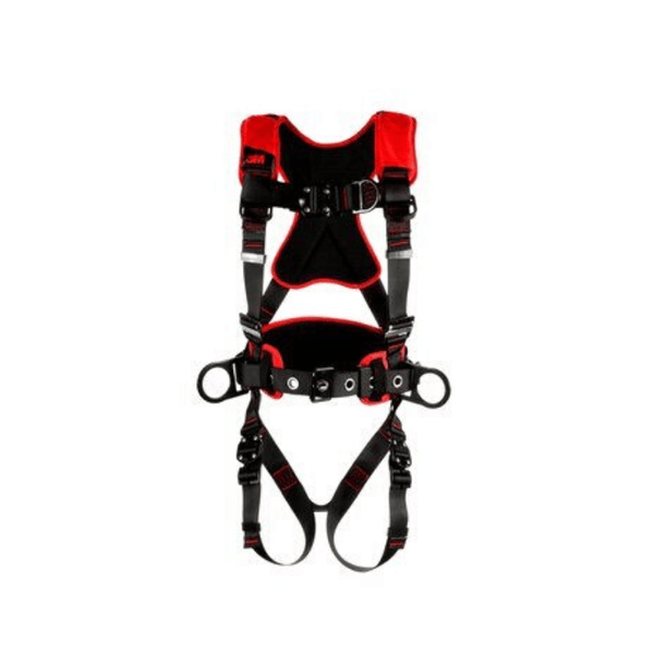 3M™ Protecta® Comfort Construction Style Positioning/Climbing Harness - Front View with Quick Connect Chest and Leg Connections, Front D-ring and Body Belt/Hip Pad with Side D-rings