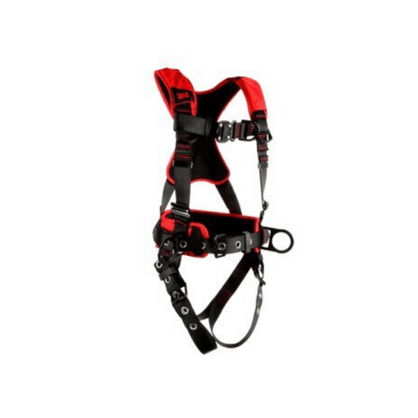 3M™ Protecta® Comfort Construction Style Positioning/Climbing Harness - Side View with Quick Connect Chest and Tongue Buckle Leg Straps, Front D-ring and Body Belt/Hip Pad with Side D-rings