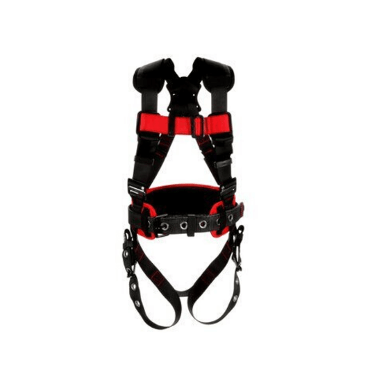 3M™ Protecta® Construction Style Harness - Front View with Pass-Through Chest and Tongue Buckle Leg Connections and Body Belt/Hip Pad
