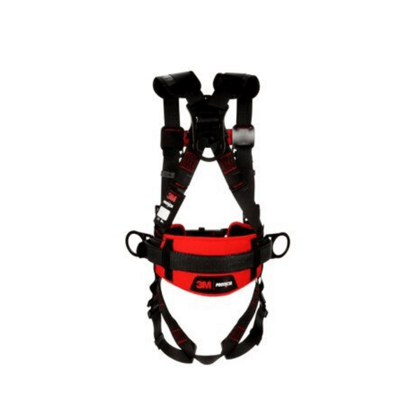 3M™ Protecta® Construction Style Positioning Harness - Rear View with Back D-ring and Fixed Dorsal D-ring