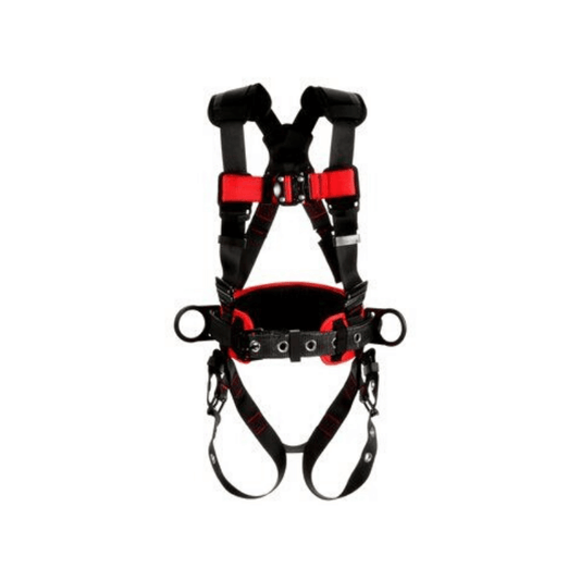 3M™ Protecta® Construction Style Positioning Harness - Front View with Quick Connect Chest and Tongue Buckle Leg Connections and Body Belt/Hip Pad with Side D-rings