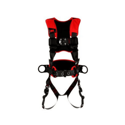 3M™ Protecta® Comfort Construction Style Positioning Harness - Front View with Quick Connect Chest Connections and Body Belt/Hip Pad with Side D-rings