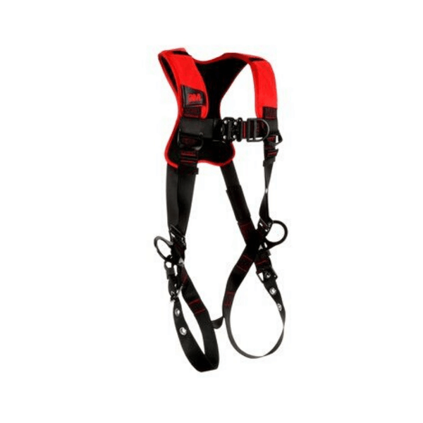 3M™ Protecta® Comfort Vest-Style Positioning/Climbing Harness  - Side View with Quick Connect Chest and Tongue Buckle Leg Connections and Front, Back and Side D-rings
