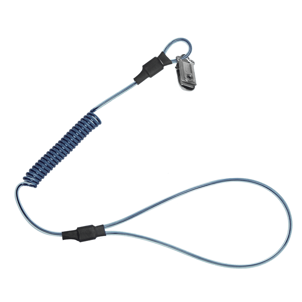 Stretch-coil Hard Hat Tether with choke-on cinch-loop and snap-clip - imagen 2