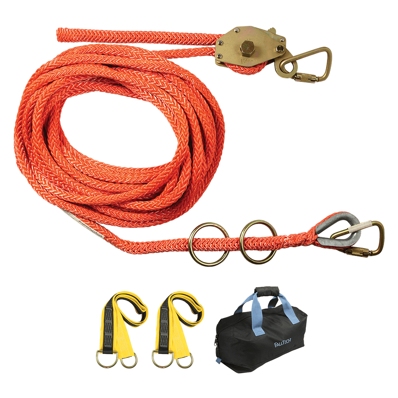 100' Temporary Rope HLL System; 2-person Hollow-core Polyester Rope ...