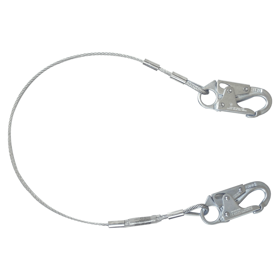 3' Cable Restraint Lanyard, Fixed-length with Steel Snap Hooks