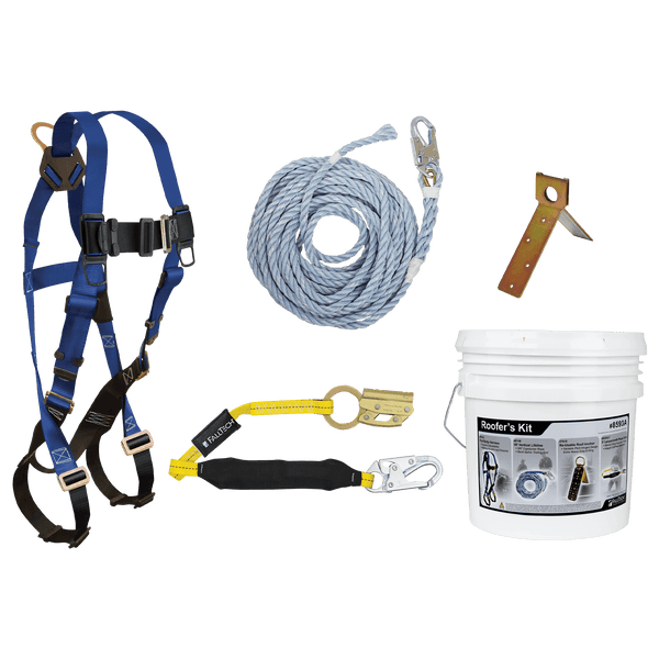 Roofer's Kit with Single-use Anchor and Manual Rope Adjuster