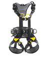 Petzl volt harness in yellow and black from front view