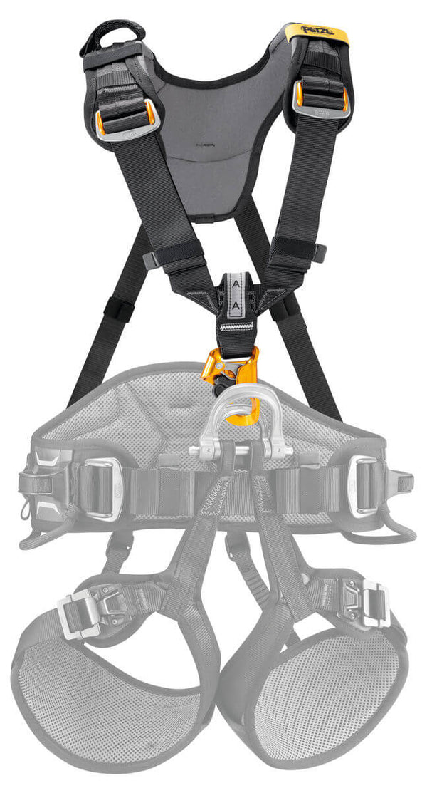 Petzl  TOP CROLL® Chest Harness - Front View with Seat Harness