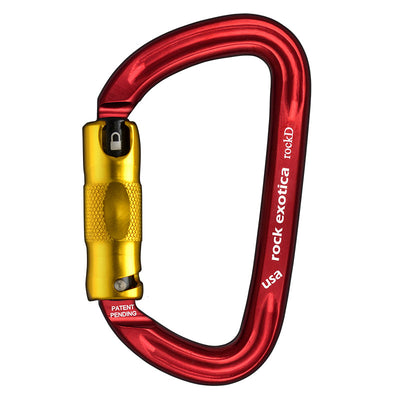 Mosquetón Rock Exotica rockD Twistlock: el mosquetón Twist-lock (2 etapas) es una alternativa de desmontaje rápido a un cierre de rosca o bloqueo automático de 3 etapas. Sólo requiere un giro en la manga para abrir. – Ahora disponible en MTN Shop US.