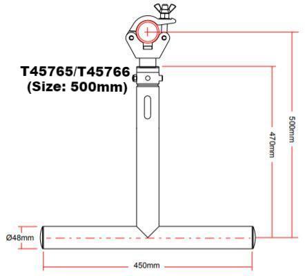 Camiseta con brazo abatible modular Doughty de ⌀2'' (aluminio) ofrecida por MTN Shop 