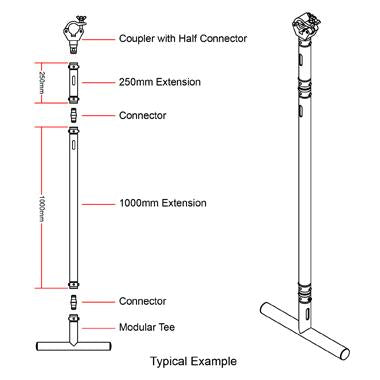 Doughty Modular Drop Arm Extension Dimensions - 10''/20''/40''/79'' - MTN Shop