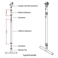 Dimensiones de extensión del brazo abatible modular Doughty - 10''/20''/40''/79'' - MTN Shop