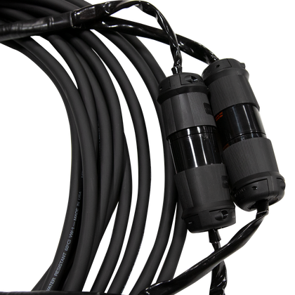 Cable de motor de doble torsión de Mountain Productions 16/7 (trifásico): cables de motor 16/7 con conectores Hubbell de doble torsión para potencia y control del polipasto eléctrico de cadena. Los mejores cables de motor para polipastos de cadena CM en longitudes de 5' a 200': ahora disponibles en MTN Shop US.