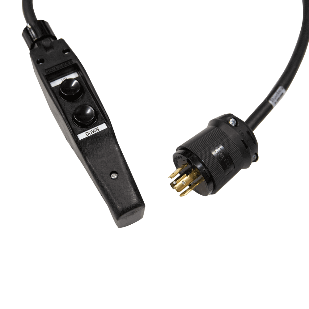 Estación de control Hubbell de Mountain Productions (Pickle) - Ensamblaje: controlador de polipasto con botón pulsador de estación de control Hubbell de calidad con conector L14-20 o XLR. Diferentes opciones de distribución de pines de la estación de control para compatibilidad con polipastos de cadena de todo tipo. – Ahora disponible en MTN Shop US. - imagen 2