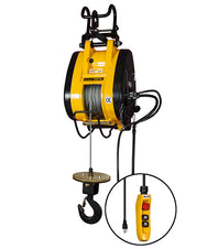 OZ Lifting Builders Hoist– The OZ builder's hoist is a lightweight and compact electric hoist that can be attached to scaffolding or a wall using a bracket for use on site. The hoist has a dynamic, mechanical brake to allow for instant and safe braking. Upper and lower limit switches provide additional safety. The hoist has a galvanized wire rope with a 360-degree weighted hook and a safety latch for smooth and secure lifting. The hoist operates on a standard domestic power supply making it highly versatile - imagen 2