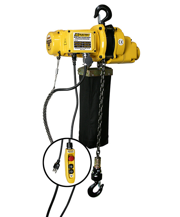 OZ Lifting Electric Chain Hoist– The electric chain hoist from OZ lifting is engineered to safely and effortlessly take care of your heavy lifting needs. The hoist protects itself from overloading damage thanks to its overload protection system. The load brake works with a high performance friction clutch to intervene when too much weight is loaded and prevent damage. – Now available at MTN Shop US. - imagen 3