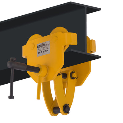 Carro de ajuste rápido de OZ Lifting: el carro de ajuste rápido de OZ Lifting está diseñado para una fijación súper rápida a la mayoría de las vigas I, S y W. El carro cuenta con un bloqueo de manija de seguridad para mayor protección y está disponible en capacidades de elevación que van desde 0,5 toneladas hasta 10 toneladas. El carro está diseñado para usarse con polipastos manuales o eléctricos. – Ahora disponible en MTN Shop US.
