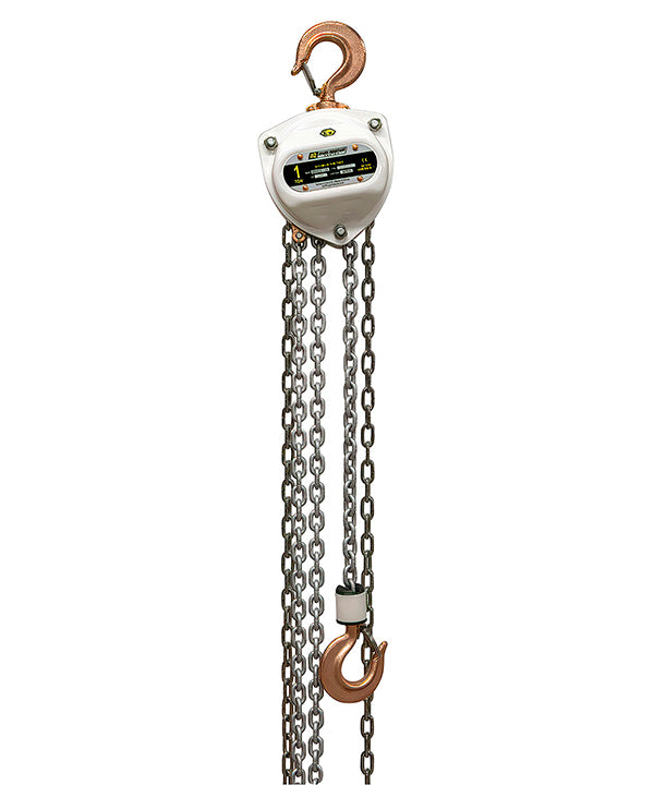 OZ Lifting Spark Resistant Chain Hoist– The Oz Lifting spark resistant chain hoist is designed for safe use in potentially explosive atmospheres. When working in explosive zones there are extremely strict guidelines and requirements for the equipment you use. These ceiling chain hoists are available in lifting capacities of 0.5 ton, 1 ton, 2 ton, 3 ton, 5 ton and 10 ton. The hoist has fully enclosed gearing to keep contaminants and debris away and ensure smooth and lasting operations. The hooks and safety l - imagen 2