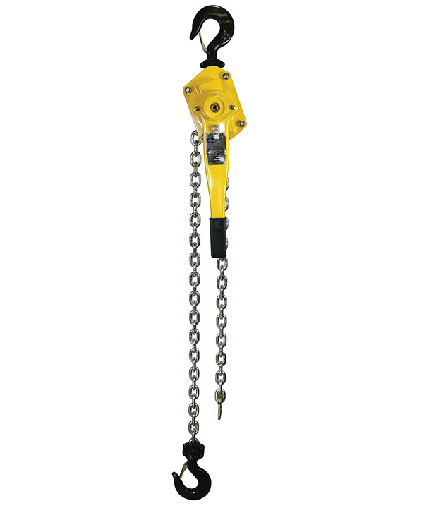 OZ Lifting Premium Lever Hoist– The OZ Premium Lever Hoist is a durable and versatile lever hoist that can be used for both lifting and pulling. The double reduction gearing minimizes lifting effort and the hoist can be operated in tight spaces thanks to the 360-degree handle rotation. Enclosed brake system, gearing systems, fully enclosed lift wheel and a sealed roller bearing keep the hoist protected from debris and contaminations to ensure smooth operations over time. Standard overload protection kicks i