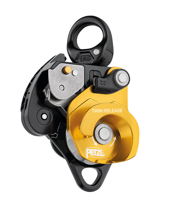 Petzl black and gold twin release pulley free standing
