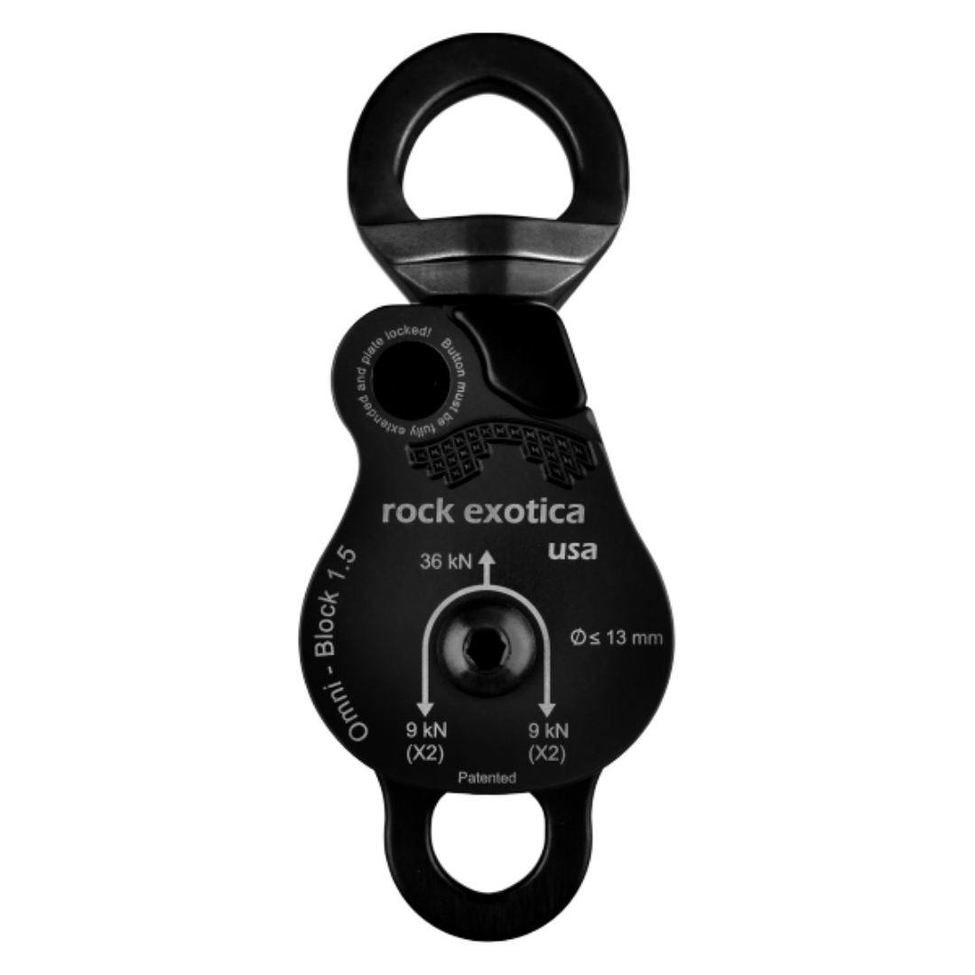 Polea doble Rock Exotica Omni-Block de 1,5": el Omni-Block combina un eslabón giratorio y una polea en una sola herramienta, e incorpora una placa lateral única que se abre mientras la polea aún está unida al anclaje. Ahora disponible en MTN Shop US. - imagen 3